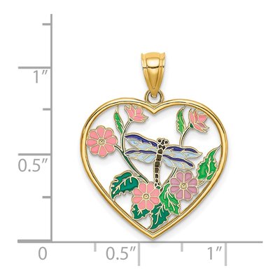 14K Yellow Gold Enamel Dragonfly Heart Charm – view 4