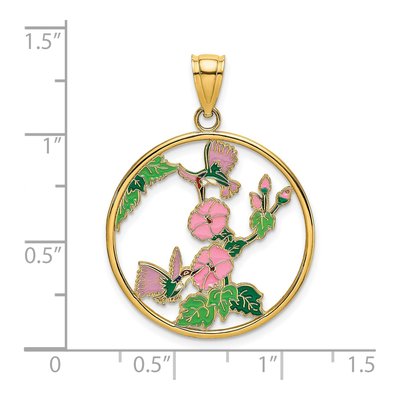 14K Yellow Gold Enameled Hummingbird Charm – view 4