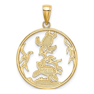14K Yellow Gold Enamel Sea Turtles Charm – view 5