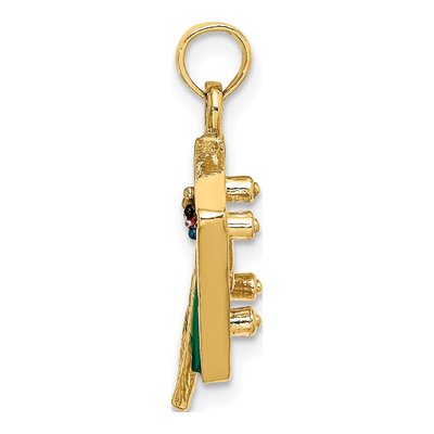 14K Yellow Gold Green Enamel 3D Pool Table Charm – view 3