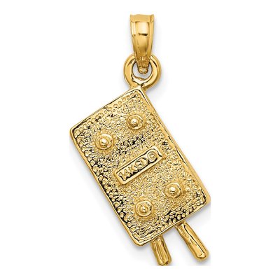 14K Yellow Gold Green Enamel 3D Pool Table Charm – view 5