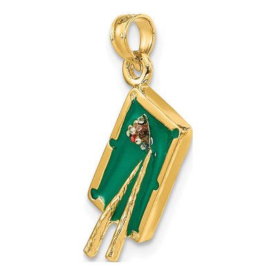 14K Yellow Gold Green Enamel 3D Pool Table Charm – view 6