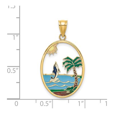 14K Yellow Gold Enamel Dolphin Beach Charm – view 4