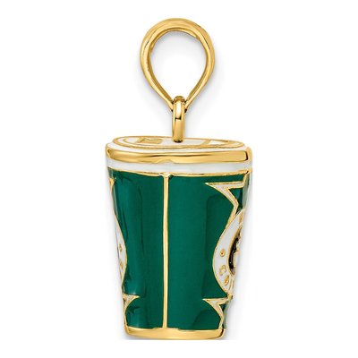 14K Yellow Gold 3D Enameled Coffee Cup Pendant – view 3