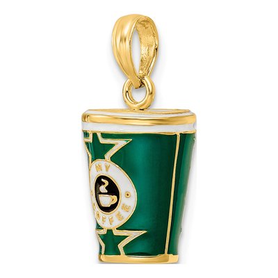 14K Yellow Gold 3D Enameled Coffee Cup Pendant – view 5