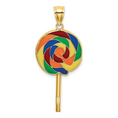 14K Yellow Gold 3D Enamel Lollipop Charm – view 4