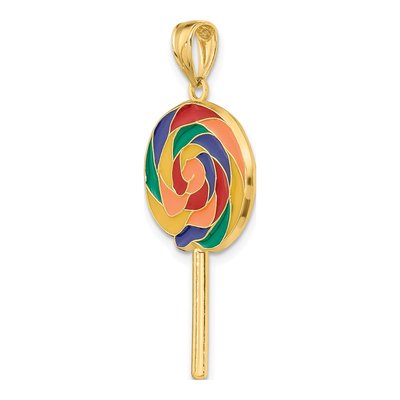 14K Yellow Gold 3D Enamel Lollipop Charm – view 5