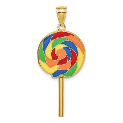 14K Yellow Gold 3D Enamel Lollipop Charm