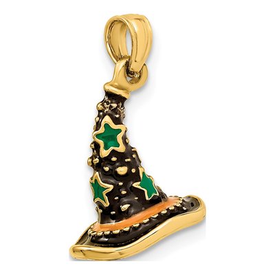 14K Yellow Gold 3D Enameled Witch Hat Charm – view 5