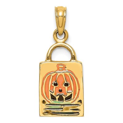 14K Yellow Gold Enameled Jack-O-Lantern Bag Charm – view 3