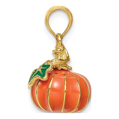 14K Yellow Gold Enameled Pumpkin Charm – view 3