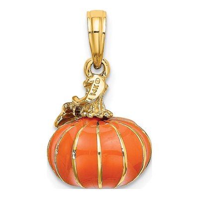 14K Yellow Gold Enameled Pumpkin Charm – view 4