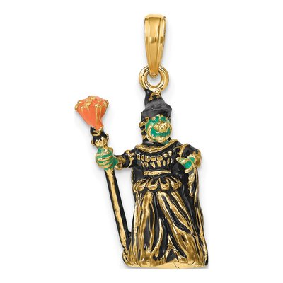 14K Yellow Gold 3-D Witch Charm