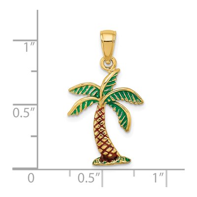 14K Yellow Gold Enamel Palm Tree Charm – view 4