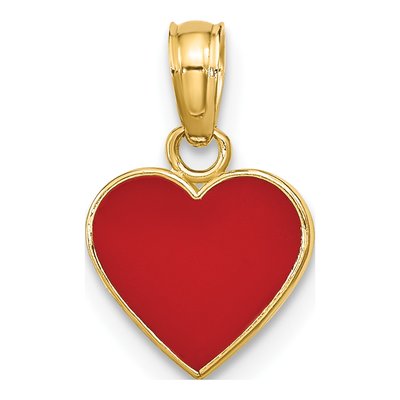 14K Yellow Gold Red Enamel Heart Pendant – view 4