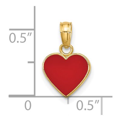 14K Yellow Gold Red Enamel Heart Pendant – view 5