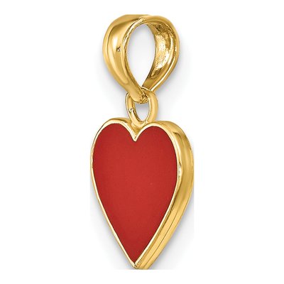 14K Yellow Gold Red Enamel Heart Pendant – view 6