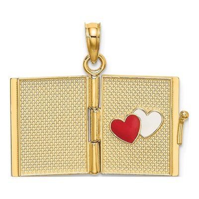 14K Yellow Gold Enamel 3D Movable My Love Story Pendant – view 5