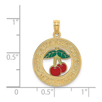 14K Yellow Gold Traverse City Cherry Charm – view 4