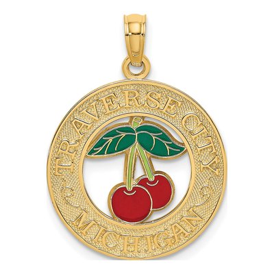 14K Yellow Gold Traverse City Cherry Charm