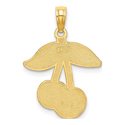 14K Yellow Gold Enameled Cherries Pendant – view 4