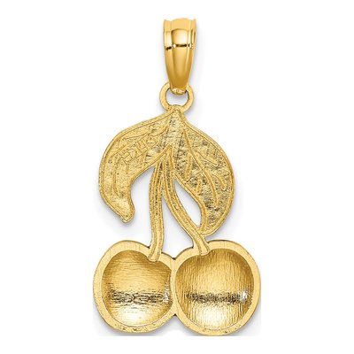 14K Yellow Gold Enameled Cherries Pendant – view 5