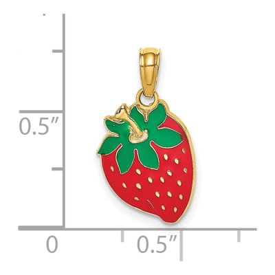 14K Yellow Gold Enameled Strawberry Charm – view 4