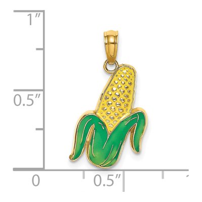 14K Yellow Gold Enameled Corn Pendant – view 4