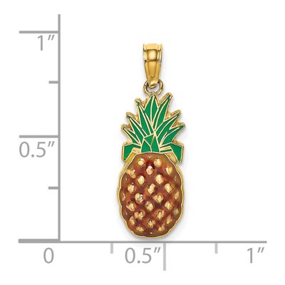 14K Yellow Gold Enameled Pineapple Pendant – view 4