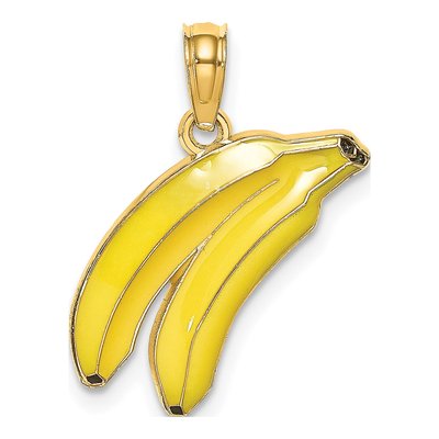 14K Yellow Gold Enameled Banana Pendant