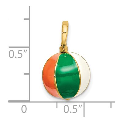 14K Yellow Gold 3-D Multi-Color Enamel Beach Ball Charm – view 4