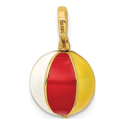 14K Yellow Gold 3-D Multi-Color Enamel Beach Ball Charm – view 5
