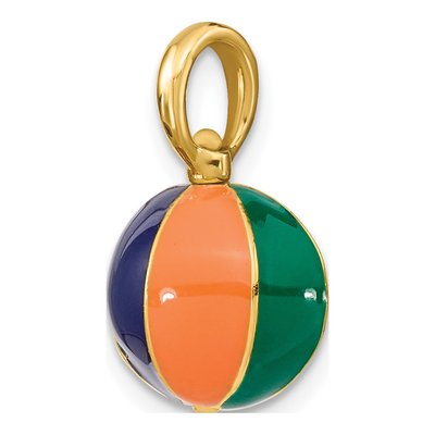 14K Yellow Gold 3-D Multi-Color Enamel Beach Ball Charm – view 6