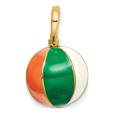 14K Yellow Gold 3-D Multi-Color Enamel Beach Ball Charm