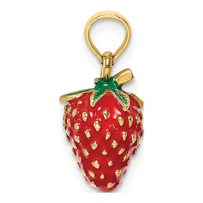 14K Yellow Gold Enameled Strawberry Charm – view 3