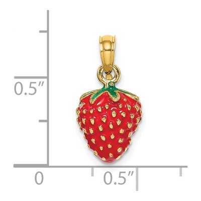 14K Yellow Gold Enameled Strawberry Charm – view 4