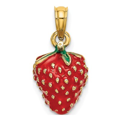 14K Yellow Gold Enameled Strawberry Charm – view 5