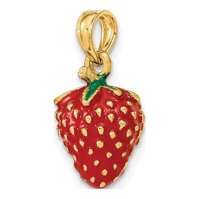 14K Yellow Gold Enameled Strawberry Charm – view 6
