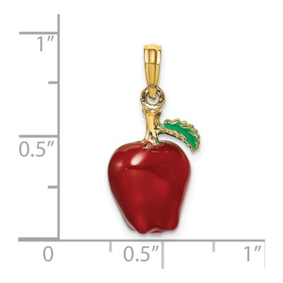14K Yellow Gold 3D Red Apple Enamel Charm – view 4