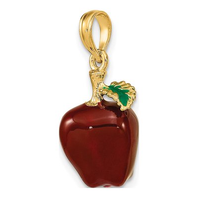 14K Yellow Gold 3D Red Apple Enamel Charm – view 6