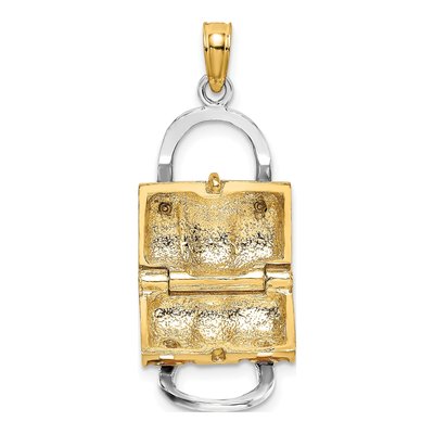 14K Yellow Gold Pink Enamel Handbag That Opens Charm – view 6