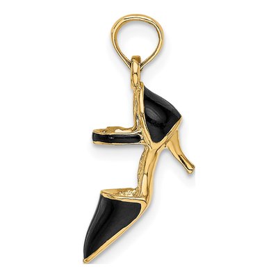 14K Yellow Gold Black Enamel High Heel Charm – view 3