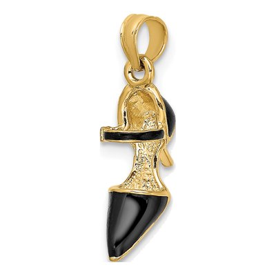 14K Yellow Gold Black Enamel High Heel Charm – view 4