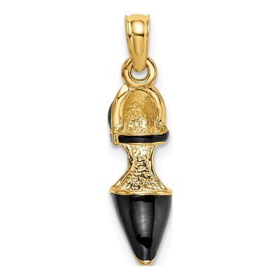 14K Yellow Gold Black Enamel High Heel Charm
