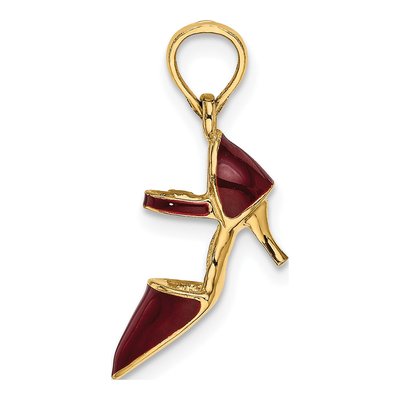 14K Yellow Gold Maroon Enamel High Heel Charm – view 3