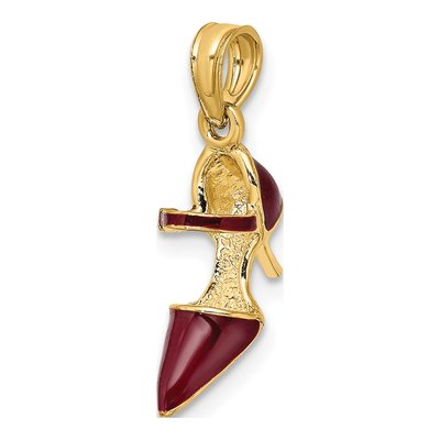 14K Yellow Gold Maroon Enamel High Heel Charm – view 4