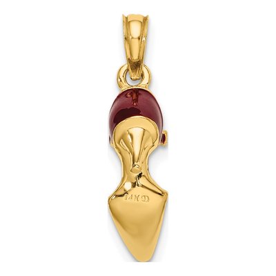14K Yellow Gold Maroon Enamel High Heel Charm – view 5