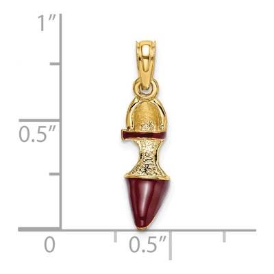 14K Yellow Gold Maroon Enamel High Heel Charm – view 6