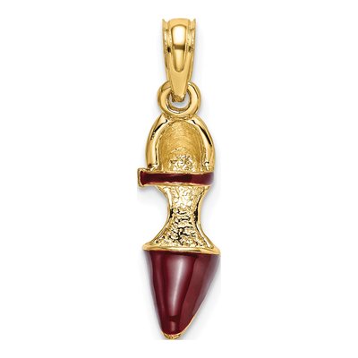 14K Yellow Gold Maroon Enamel High Heel Charm