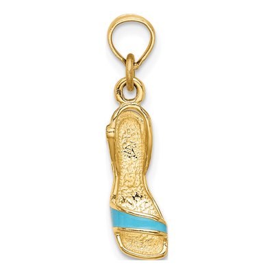 14K Yellow Gold Aqua Enamel High Heel Charm – view 3